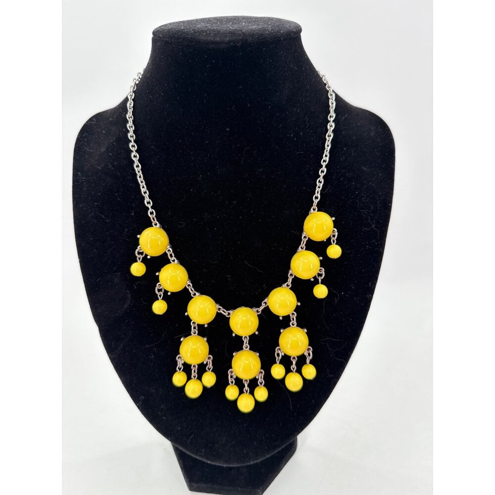 J. Crew Gold Tone Yellow Bubble Bauble Bib Dangle‎ Statement Necklace adjustable